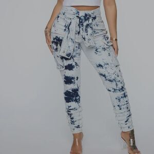 Fashion Nova Tye Dye Cargo‎ Jeans